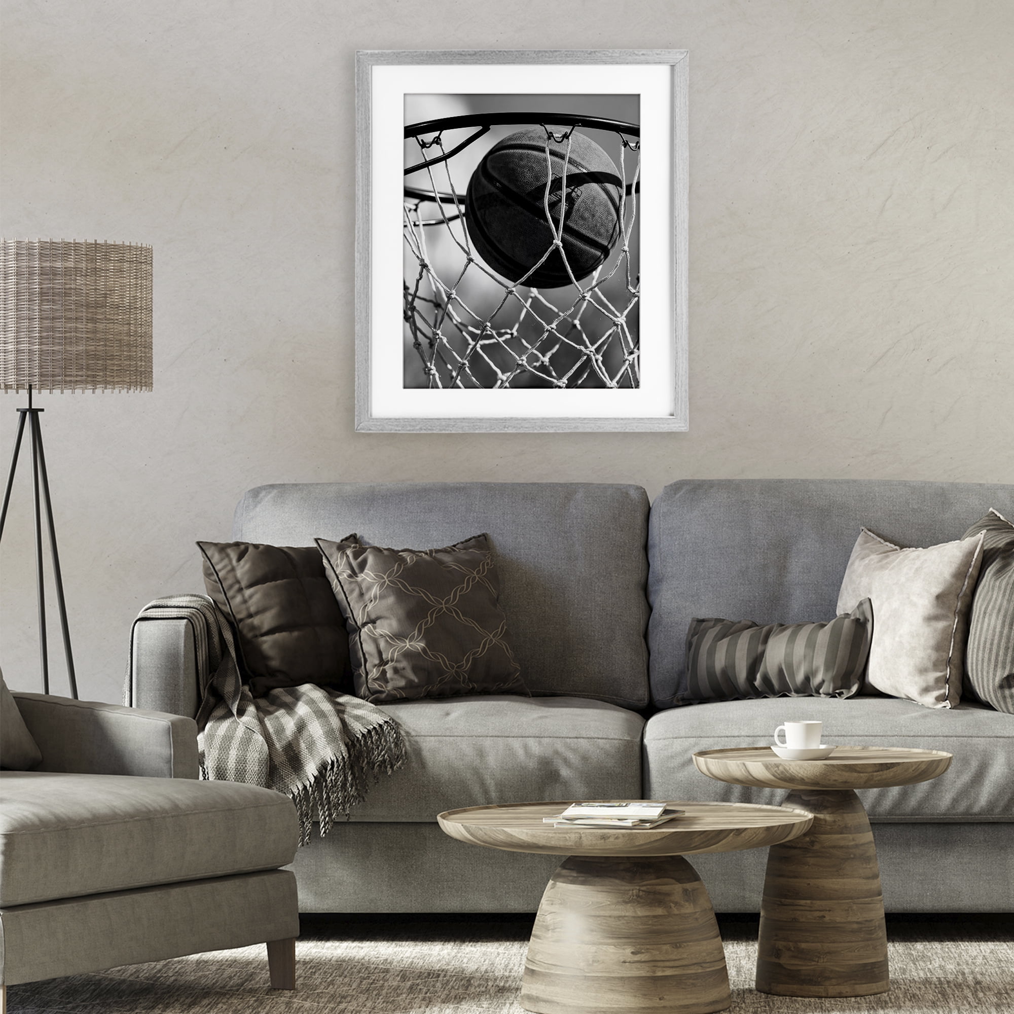 Stupell Industries Winning Basket Shot Gray Framed Print Under Glass, design by Marcus Prime