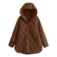 thumbnail image 4 of larppty Long Jackets for Women Fashion 2025 Winter Coat for Women Business Casual Diamond Quilted Hooded Lightweight Jackets (Brown, XXL), 4 of 5