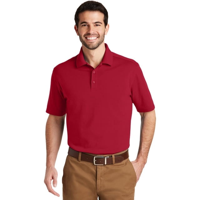 Port Authority SuperPro Knit Polo para hombre, rojo intenso, grande Autoridad Portuaria SNM-1197034