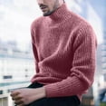 thumbnail image 2 of TFEOQRY Men's Turtleneck Ribbed Knit Sweater Solid Long Sleeve Casual Pullover Fall Winter Warm Top Burgundy, 2 of 6