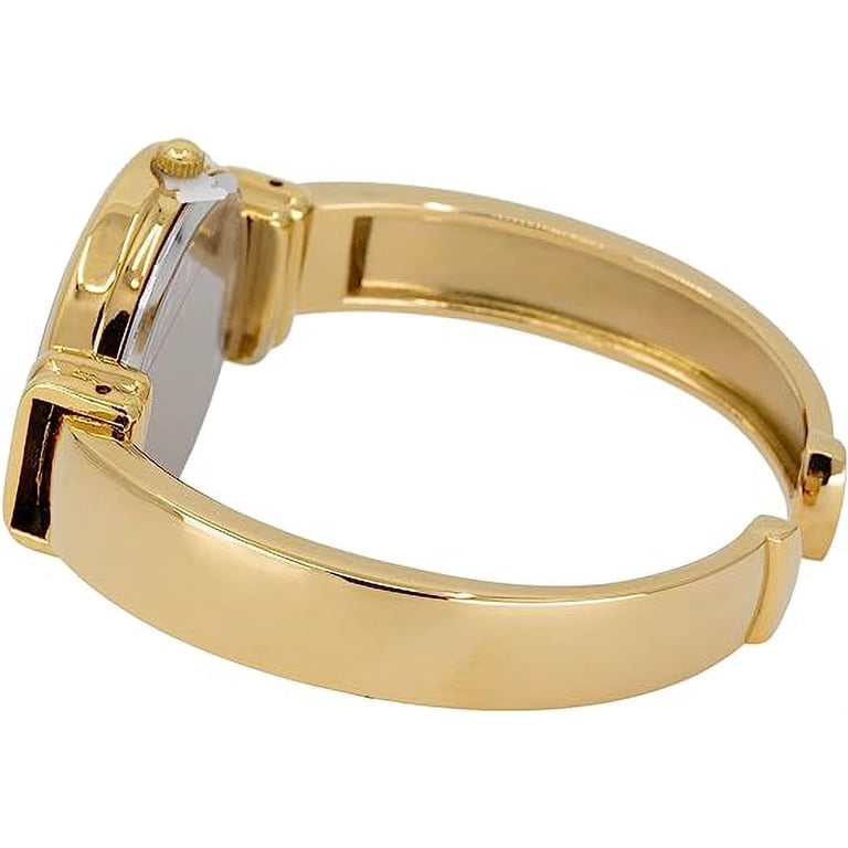 Women\'s Gold White Analog Metal hinged Bangle Pearl Cuff Bracelet Wrist Watch Blekon Original Mother of Pearl Cuff Bracelet Watch for  main image 4