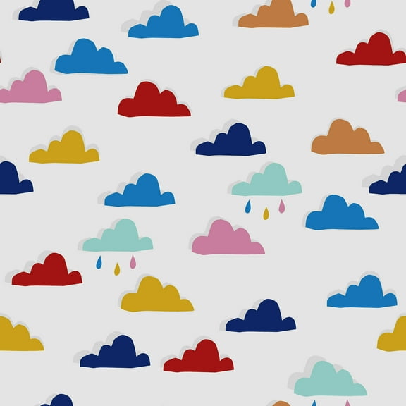 Joules Whatever the Weather White and Rainbow Wallpaper