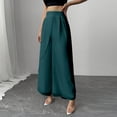 thumbnail image 3 of Favoffer Women's Chiffon Long Pants Solid Color Elastic Waist Lightweight Flowey Casual Trousers Summer Breathable for Beach Holiday Outdoor, 3 of 7