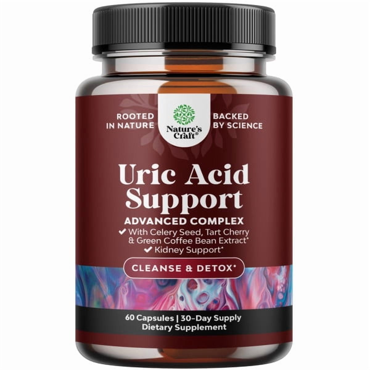 Natures Craft Uric Acid Cleanse, Joint and Kidney Support Supplement with Bromelain and Tart Cherry, 60 Ct