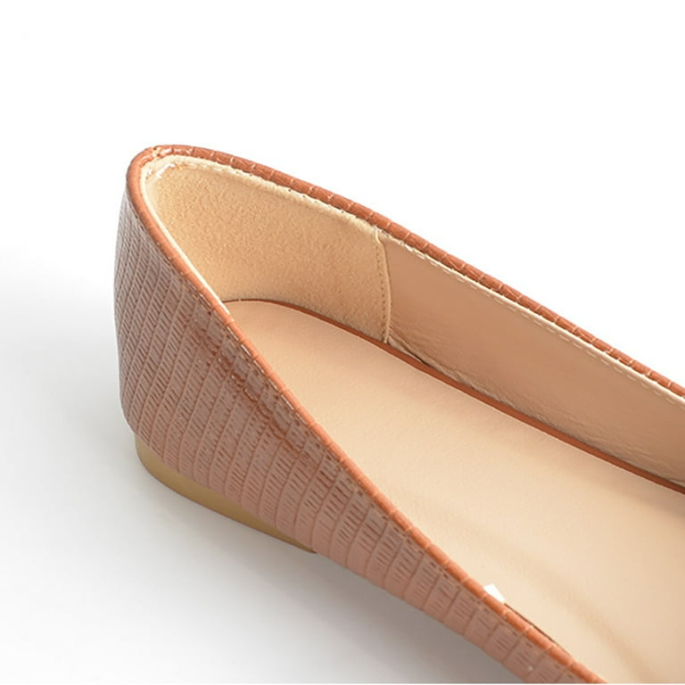 TOWED22 Women s Flats Shoes Comfortable Suede Pointed Toe Slip on Casual Ballet Flats Dress Shoes Nude Flats Brown 7.5