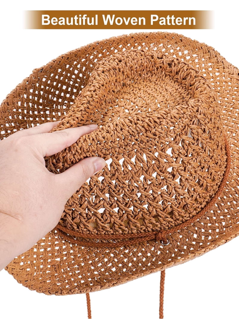 Deago Straw Cowboy Hat for Men Women Western Cowgirl Hat  display picture 1