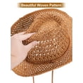 thumbnail image 5 of Spencer Straw Cowboy Hat Cowgirl Hat for Adult Men Women with Adjustable Chin Strap, Wide Brim Hats for Summer, Khaki, 5 of 8