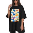 thumbnail image 4 of Plus Size Shirt for Women Black Tops for Women Oversized Short Sleeves Shirt for Women Dinosaur T Shirt Crewneck Shirt for Women XL, 4 of 5