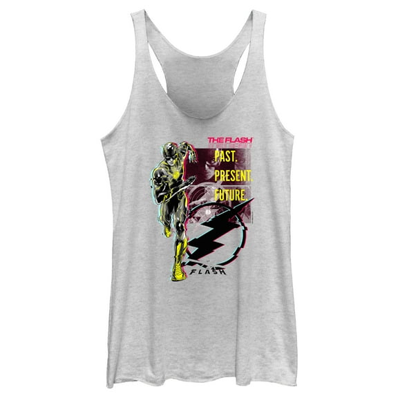Women's The Flash Barry Allen Glitch Racerback Tank Top White Heather Small