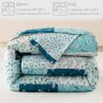thumbnail image 4 of Whale Flotilla 3-Piece King Comforter Set, Soft Reversible Bedding Comforter Sets, Patchwork Printed Down Alternative Comforter Duvet for All Seasons, Blue, 4 of 9