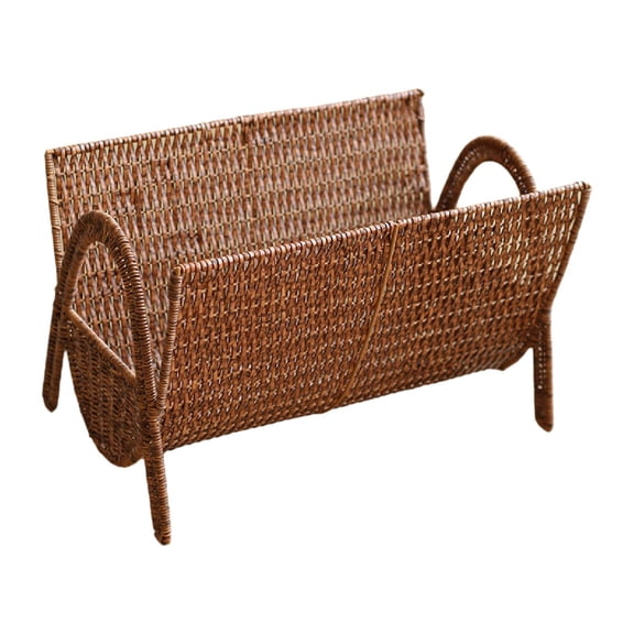 CarpNettore Imitation Rattan Magazine Rack Hand Woven Magazine Holder Decor Stand Newspapers