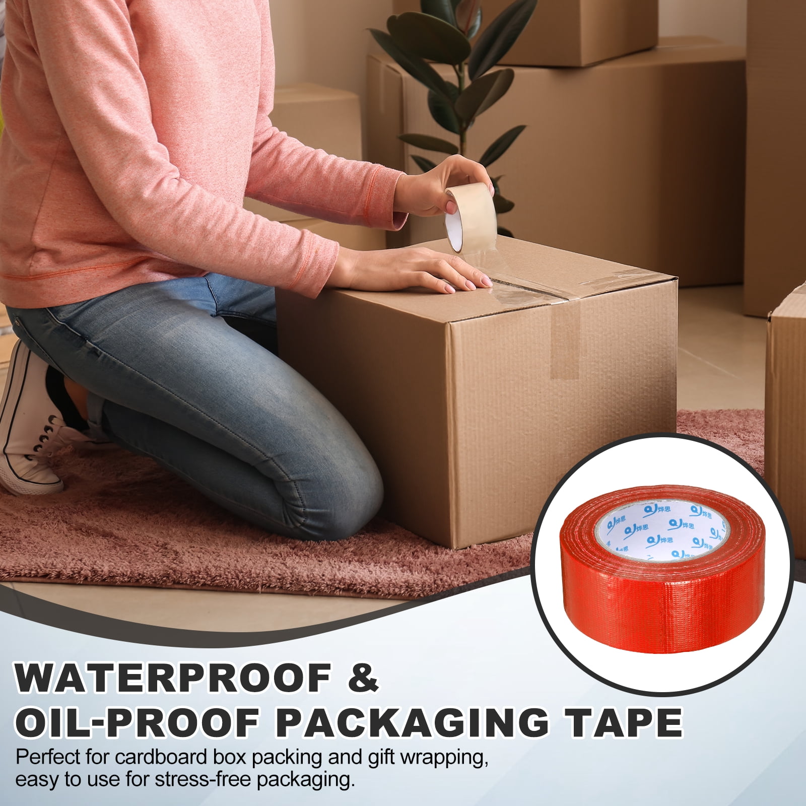 Uxcell Duct Tape (1.97 Inch x 49 Yards, Red) Heavy Duty Industrial Duct Tape Easy Use Strong Adhesive No Residue, for Repairs Crafts Projects Home Improvement