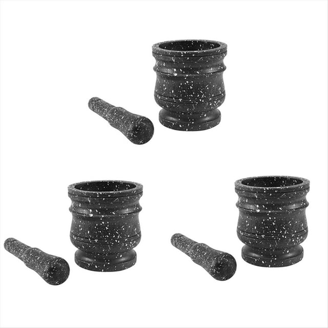 Juego de 3 Morteros con Diseño de Granito para Molinillos de y Hierbas de Piedra, Juego de Cocina con Molinillo Sólido.