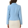 thumbnail image 3 of INSPIRE CHIC Tweed Blazers for Women's Lapel Collar Open Front Long Sleeves Blazer Jackets S Blue, 3 of 5
