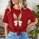 thumbnail image 3 of Mujeres Pantalones Cortos de Manga Corta Impresa Floral Cuello Redondo Superior / Camisa Poliéster, Blusa Casual de Moda para el Uso Diario Del Hogar, 3 of 5