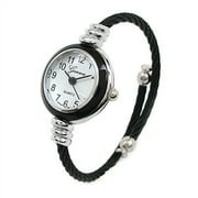 New Geneva Black Silver Cable Band Women's Small Size Bangle Watch