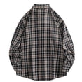 thumbnail image 3 of Mens Casual Manga Corta Botón Abajo Camisas Vintage Comprobar Collar de Solapa Manga Larga Moda Superior, Blusa Elegante, 3 of 5
