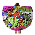 thumbnail image 1 of JSDART 60 inch Round Beach Towel Blanket Colorful Cartoon Graffiti Wall Hip Hop Pattern Grafitti Abstract Travel Circle Circular Towels Mat Tapestry Beach Throw, 1 of 2