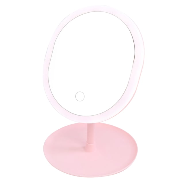 Graflsoa Portable LED Vanity Mirror with Adjustable Lighting, Compact Oval Design, Rechargeable, Ideal for Dorm & Travel Makeup, 3-Color Light Options