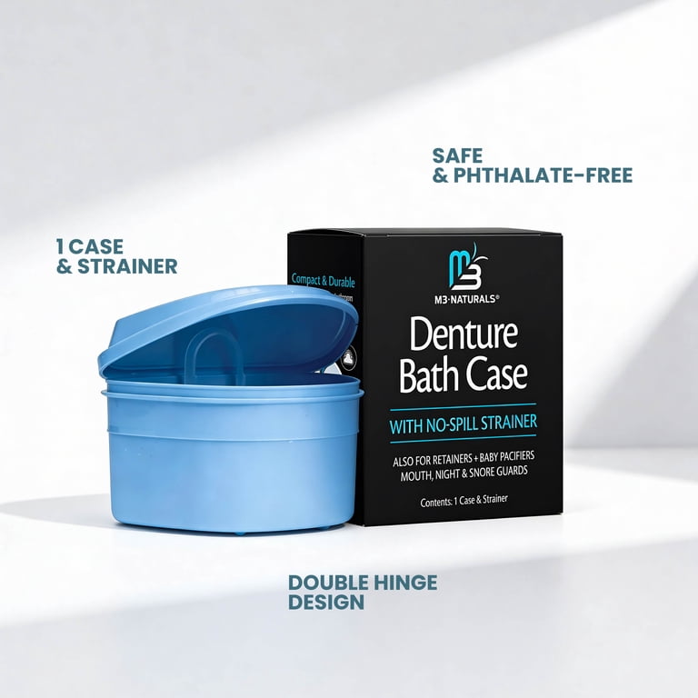 M3 Naturals Denture Bath Case & Retainer Case, Blue photo 8