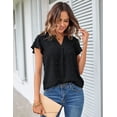 thumbnail image 5 of Merokeety Womens Summer Tops Ruffle Short Sleeve Blouse V Neck Flowy Tunic Shirts Black l, 5 of 5