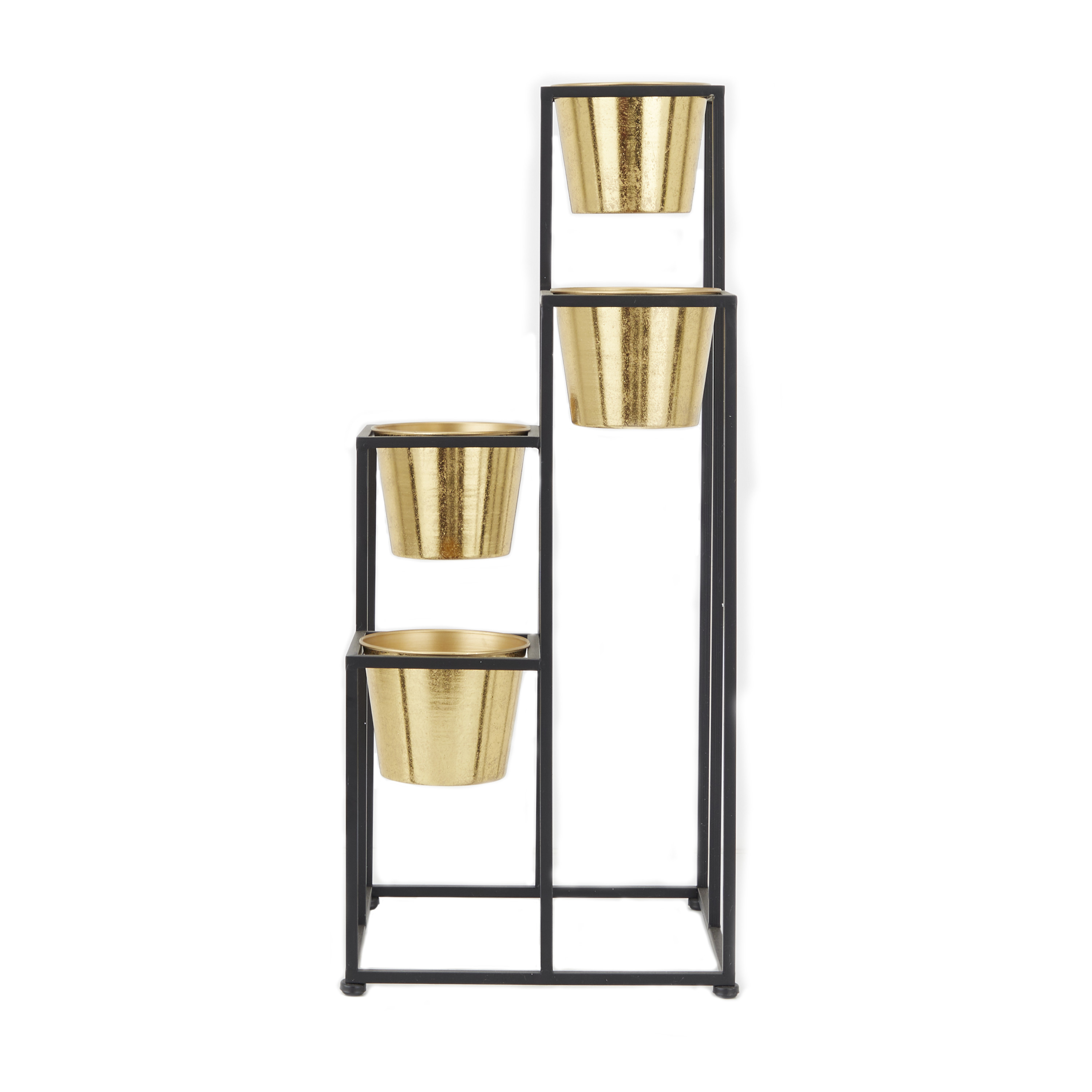 CosmoLiving by Cosmopolitan 13" x 30" 4 Tier Black Metal Planter with Black Removable Stand