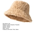 thumbnail image 7 of Women Winter Hat Thick Soft Solid Color Flat Top Wide Brim Plush Windproof Cold Resistant Lady Fisherman Hat Lady Bucklet Cap, 7 of 7