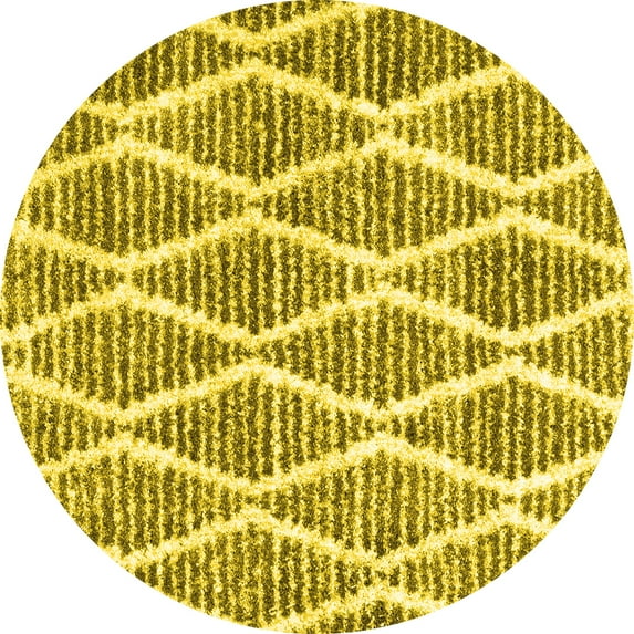 Ahgly Company Indoor Round Trellis Yellow Modern Area Rugs, 8' Round