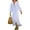 White, variant on Women Summer Long Sleeve Neck Maxi Linen Shirt Dress Loose Button Down Tunic Shift Dress Grey XL