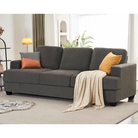 VanAcc 89 Inch Sofa, Comfy Sofa Couch with Extra Deep Seats, Modern Sofa- 3 Seater Sofa Couch for Living Room Apartment Lounge, Grey Chenille