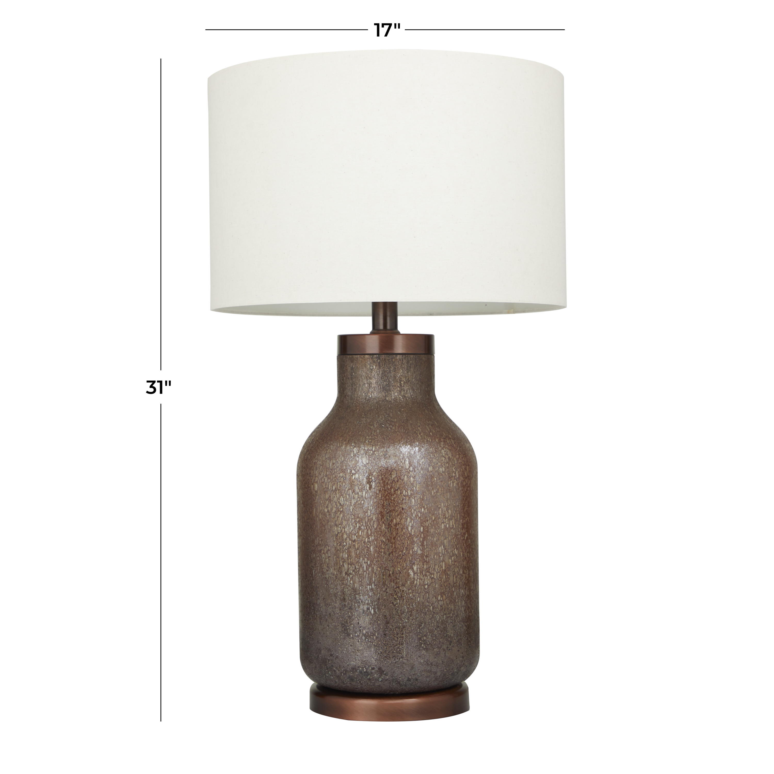 DecMode 31" Speckled Brown Table Lamp with Cream Linen Shade