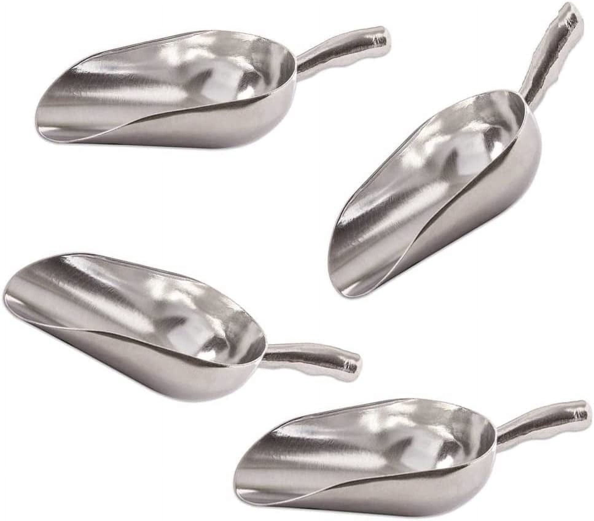Set of 4 - TrueCraftware - 12 oz Cast Aluminum Bar Ice Scoopers with Round Bottom