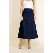 Bend Over "Woman - Plus Size" Elastic Waist Band Long Denim Skirt