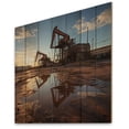 thumbnail image 2 of Designart "Texas Oil landscape With Oil Drill" Industrial Print on Natural Pine Wood, 2 of 5