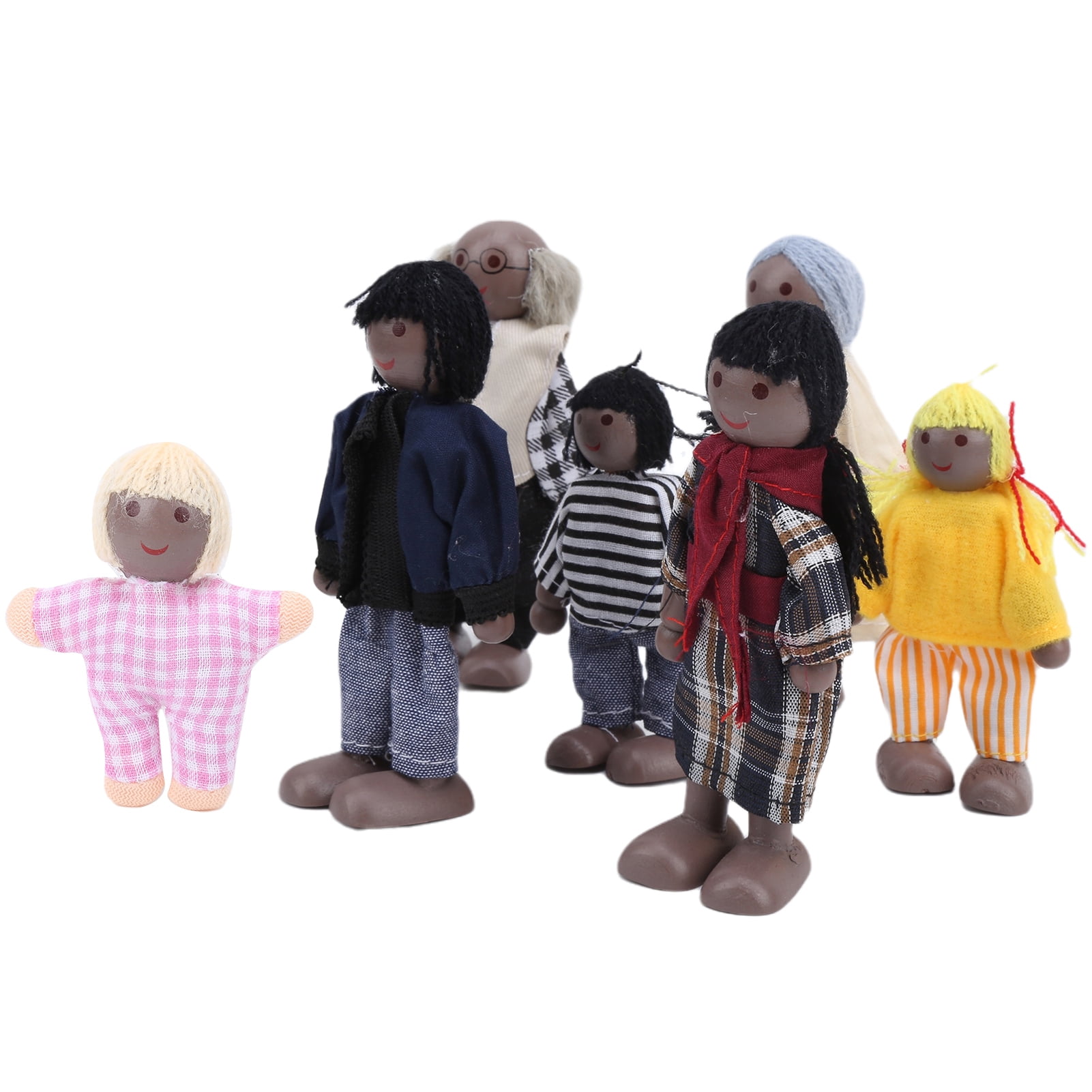 LYUMO Miniature People Toy, Soft Durable Doll Toys, Flexible High‑Quality  Wood Family Dolls, For Family Home Children