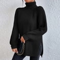 thumbnail image 4 of Suéter Suéter femenino Suéter Tops Suéter de punto de cuello alto suelto Cómodo traje de calle Cgtredaw Xl Negro para Mujer, 4 of 7