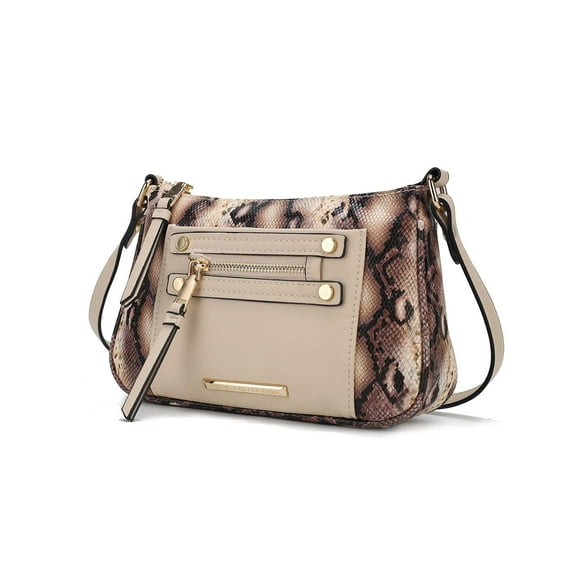 MKF Collection Essie Women's Crossbody Bag Snake Embossed Vegan Leather Shoulder Bag Daily Handbag by Mia K. - Beige