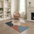 thumbnail image 2 of ODIKA 4'x6' Muted Earth Tones Abstract Design Washable Area Rug Modern Organic Shapes with Minimalist Flair Stain Resistant, Low Pile, Easy Care for Dorm Room, Small Living, 2 of 7