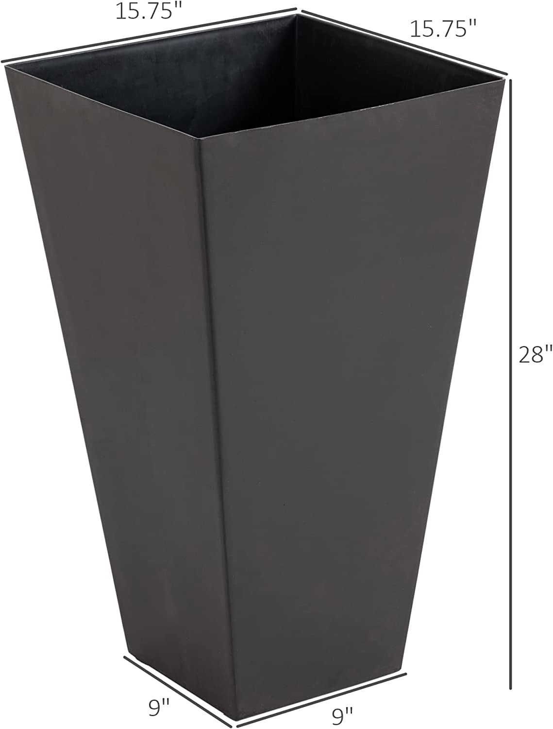 AINUO Set of 3 Tall Planters, 28 Inch Outdoor Flower Plant Pots with Drainage Holes, Indoor Outdoor Planters for Porch, Patio and Deck, Brown