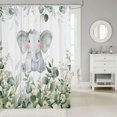 Girls Kawaii Animal Bath Curtain Cute Elephant Shower Curtain, Cartoon