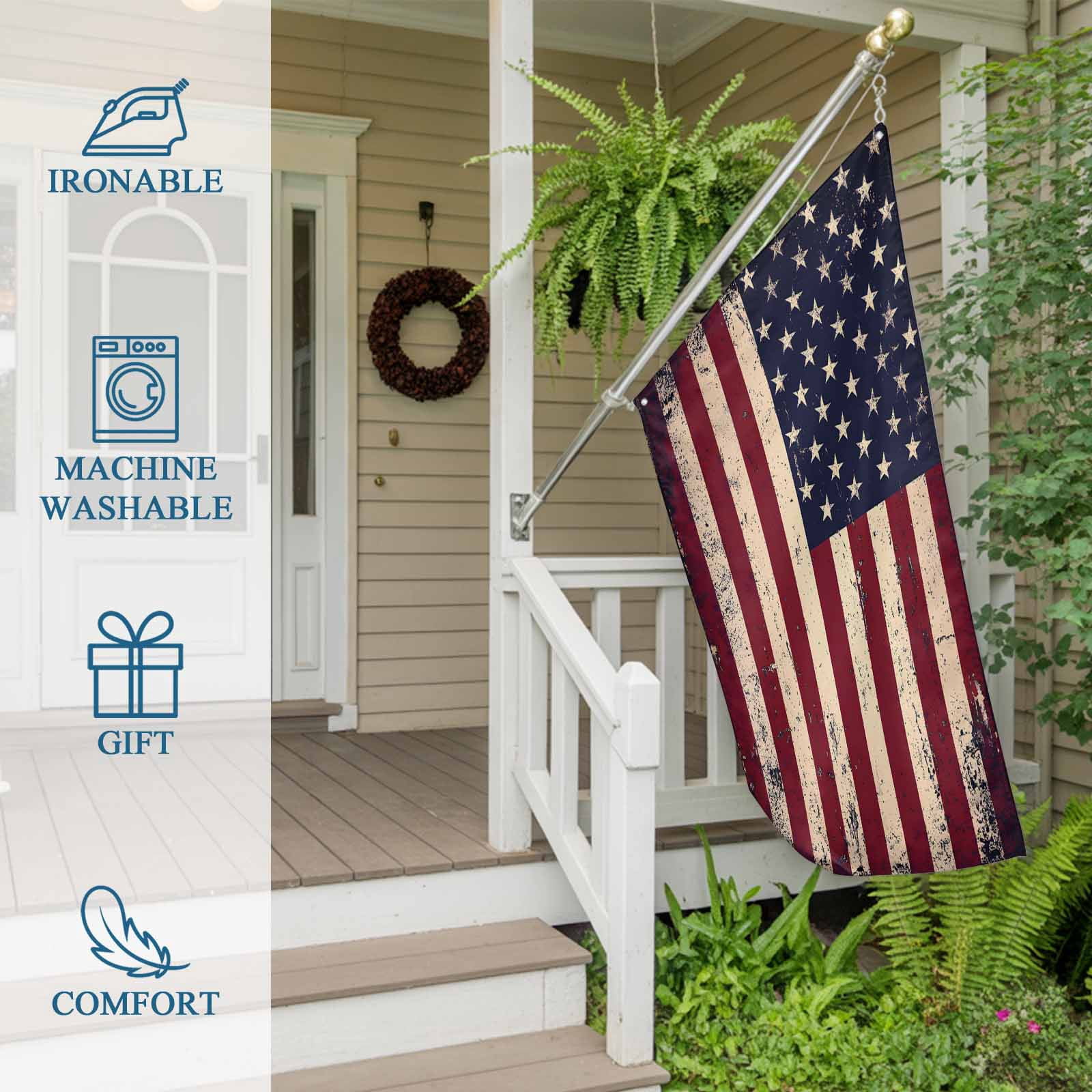 4th of July Flags for Outside 3x5 ft Retro USA Flag Outdoor Flags Double Sided Grommets House Banner Freedom Patio Yard Flag for Outdoor Party Porch Garden Independence Day Decor