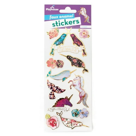 Playhouse Narwhals and Unicorns Enamel Effect Sticker Sheet
