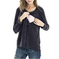 thumbnail image 2 of Olyvenn Women's Maternity Nursing Tops Solid Crew Neck Long Sleeve Tunic Blouse Casual Loose Fit Comfy Breastfeeding Blouse Dark Gray 6, 2 of 6
