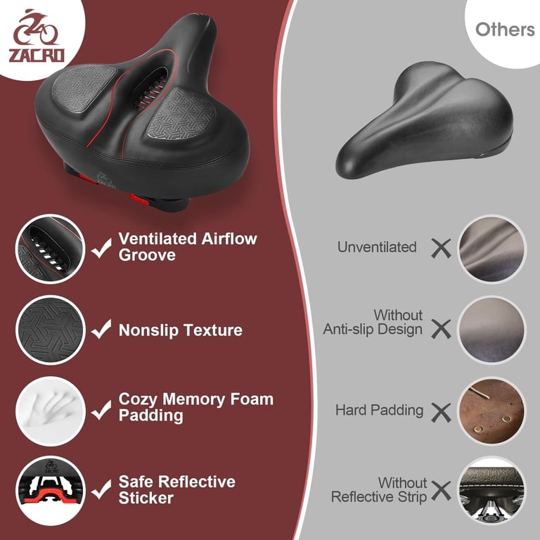 Zacro Wide Bike Seat Cushion, 10.6