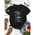 thumbnail image 1 of Women'S Y2K Fashion Crew Neck T-Shirt Casual Short Sleeve Top with Geometric Fish Pattern,.All Season Comfort Fit, 1 of 7