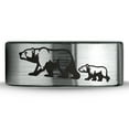 thumbnail image 2 of Tungsten Adult Bear Cub Following Walking Band Ring 8mm Men Women Comfort Fit Brushed Gray Flat Cut Black Polished, 2 of 4