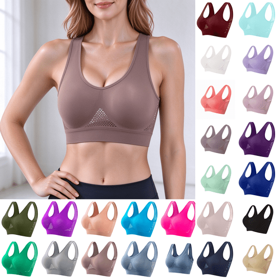 Munlar Seamless Sports Bras for Women Supportive No Wire High Impact Coffee Plus Size Bras XXL