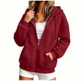 thumbnail image 2 of Trikvn Women's Quarter Zip Pullover Hoodie Textured Long Sleeve Sweatshirt Casual Drop Shoulder Hooded Tops with Kangaroo Pocket Fall Fashion Athletic Wear, 2 of 6