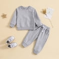 thumbnail image 2 of Baby Boy Clothes Little Boys Autumn Winter Solid Color Long Sleeve Elastic Waist 6M 9M 12M 2T 3T 4T Everyday Outfit Set 2 PC, 2 of 5