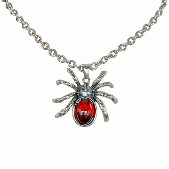 WINDLAND Vintage Red Crystal Spider Pendant Necklaces Punk Rock Gothicinsect Choker For Men Boyfriend Gift Party Club Jewelry